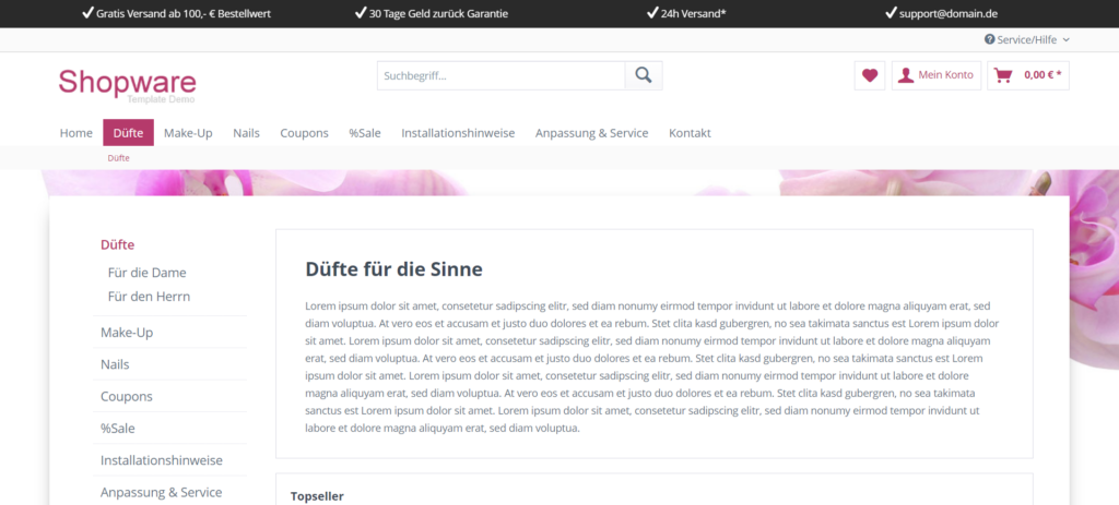 Shopware Template "One"