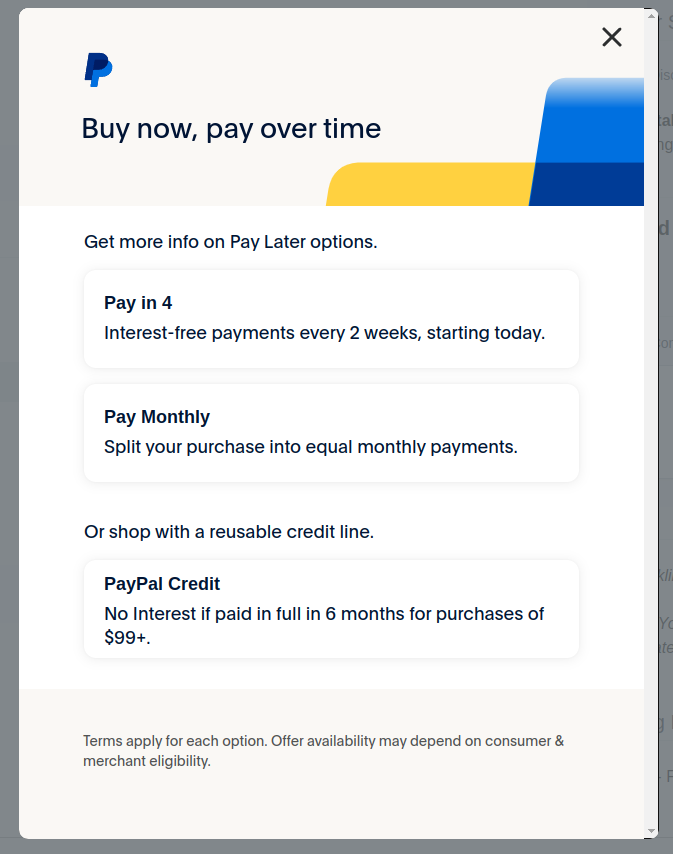 PayPal Buy now, pay later
