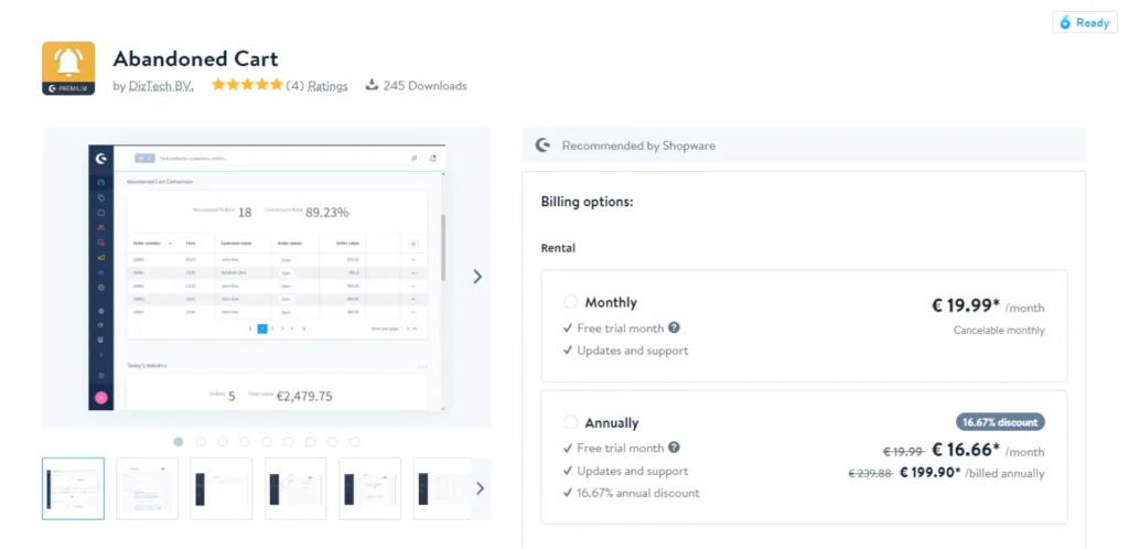Shopware Plugin Abandoned Cart