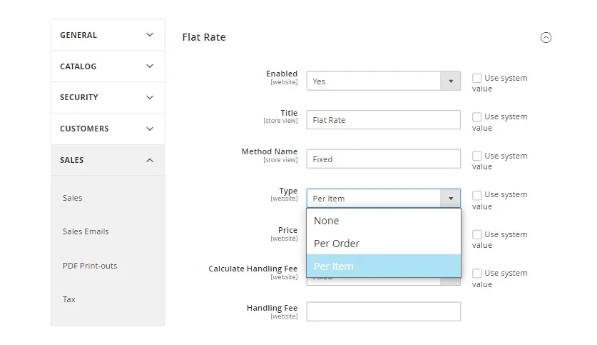 Magento 2 shipping methods