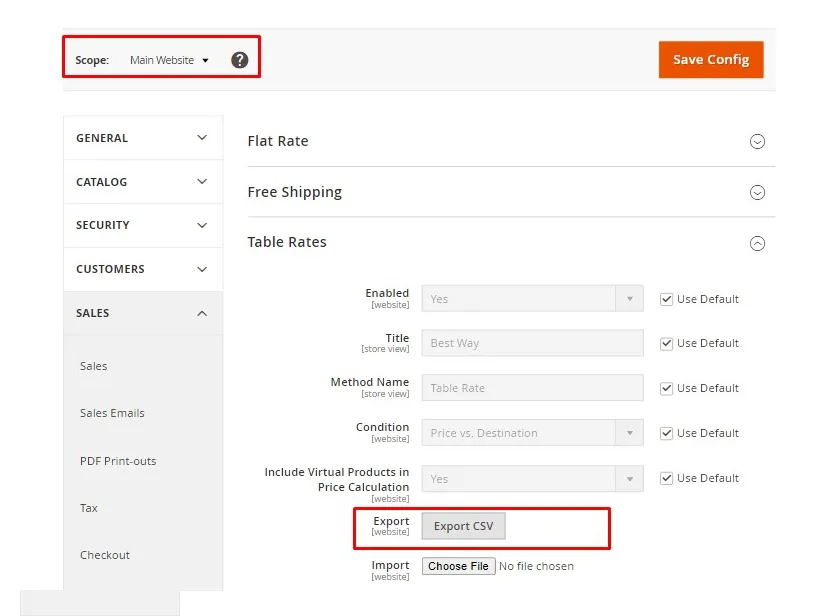 Magento shipping setup
