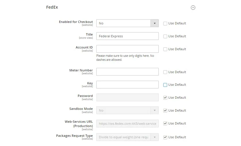 Magento shipping configuration