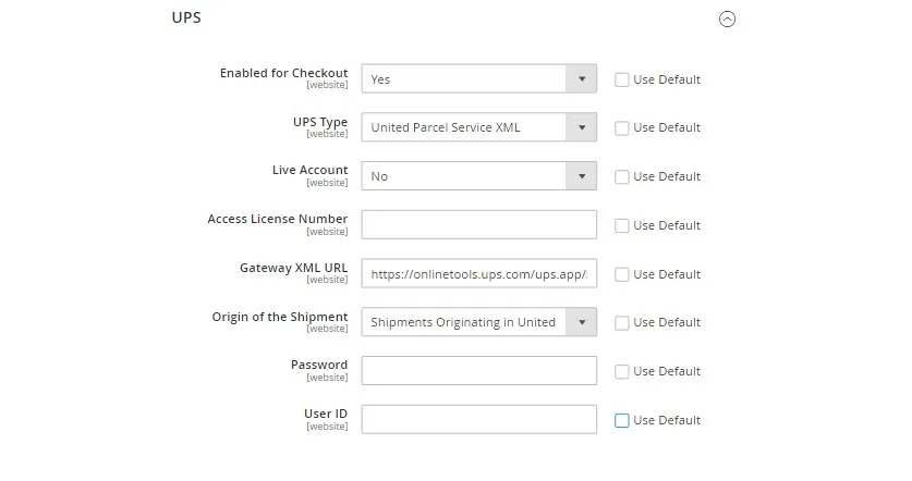 Magento shipping configuration