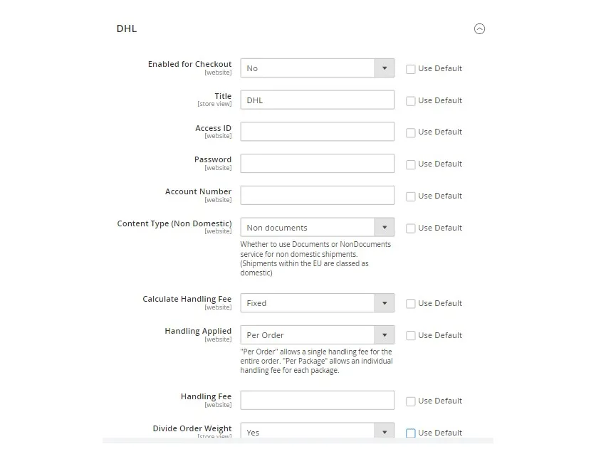 Magento shipping configuration