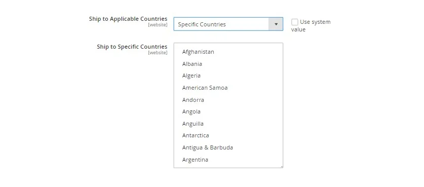 Magento 2 shipping methods