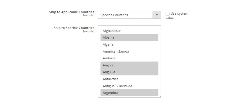 Magento shipping setup