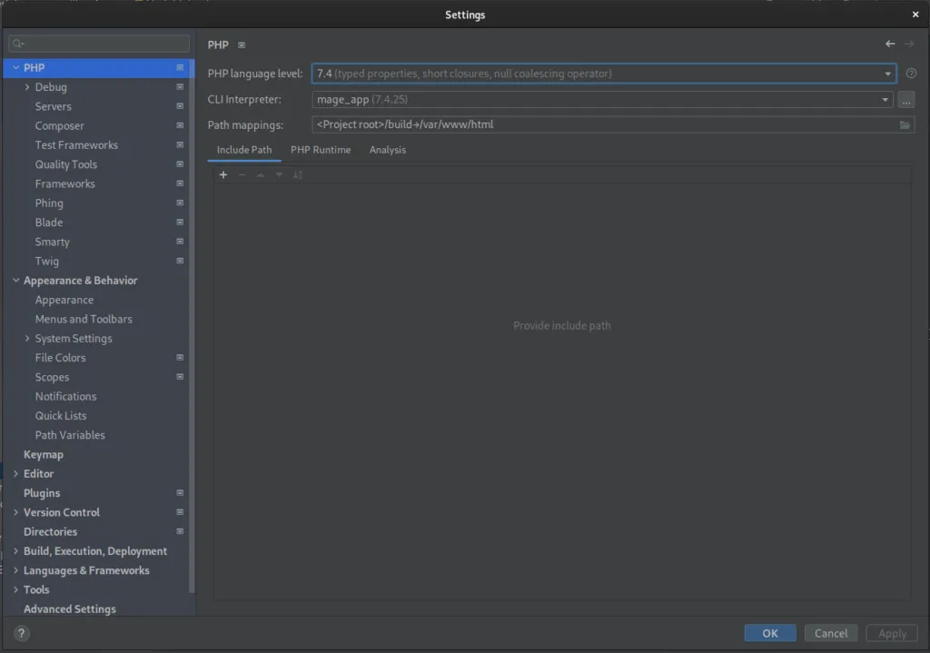 Set up the interpreter File | Settings | PHP